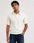 Textured Polo – Off White shirt CIZARO - Cizaro Jeans