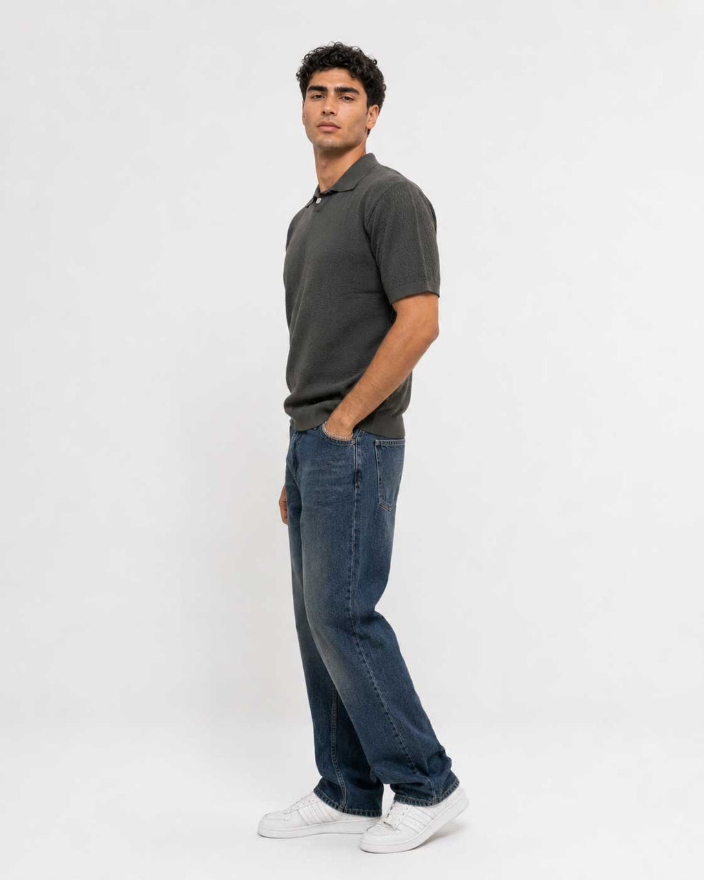 Fine Knit Polo Shirt – Grey shirt CIZARO - Cizaro Jeans