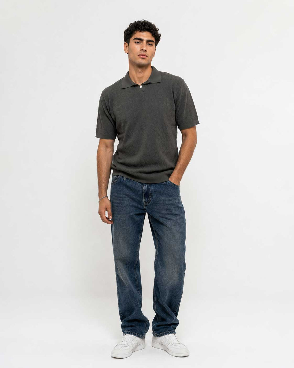 Fine Knit Polo Shirt – Grey shirt CIZARO - Cizaro Jeans