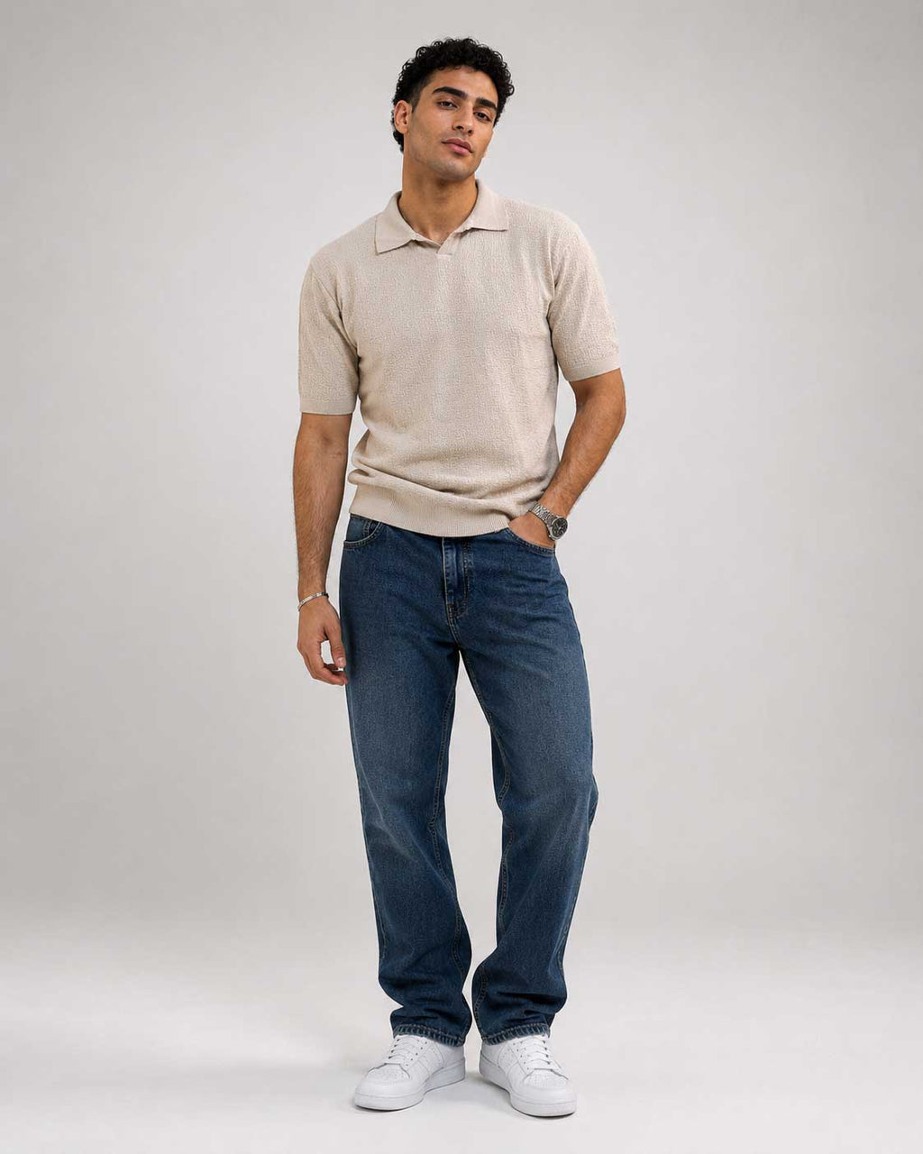 Fine Knit Polo Shirt – Soft Sand shirt CIZARO - Cizaro Jeans