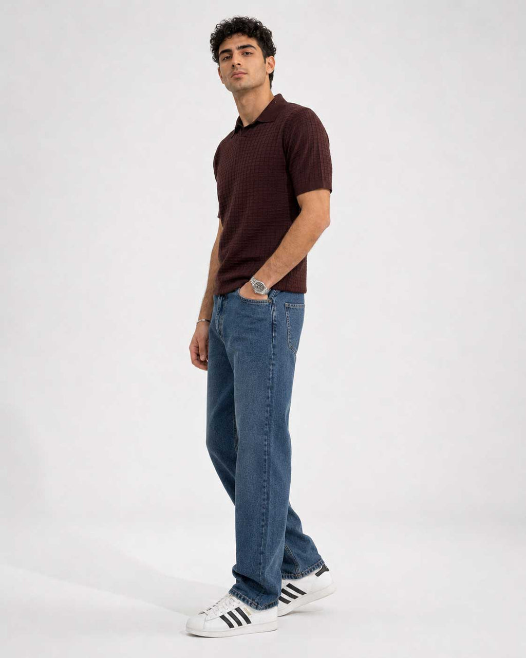 Textured Polo Shirt – Brown shirt CIZARO - Cizaro Jeans