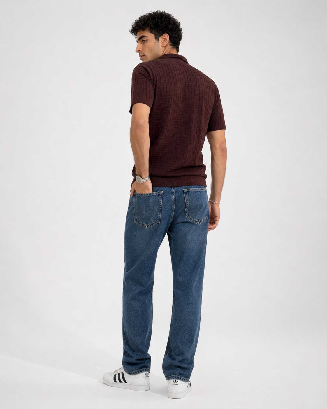 Textured Polo Shirt – Brown shirt CIZARO - Cizaro Jeans