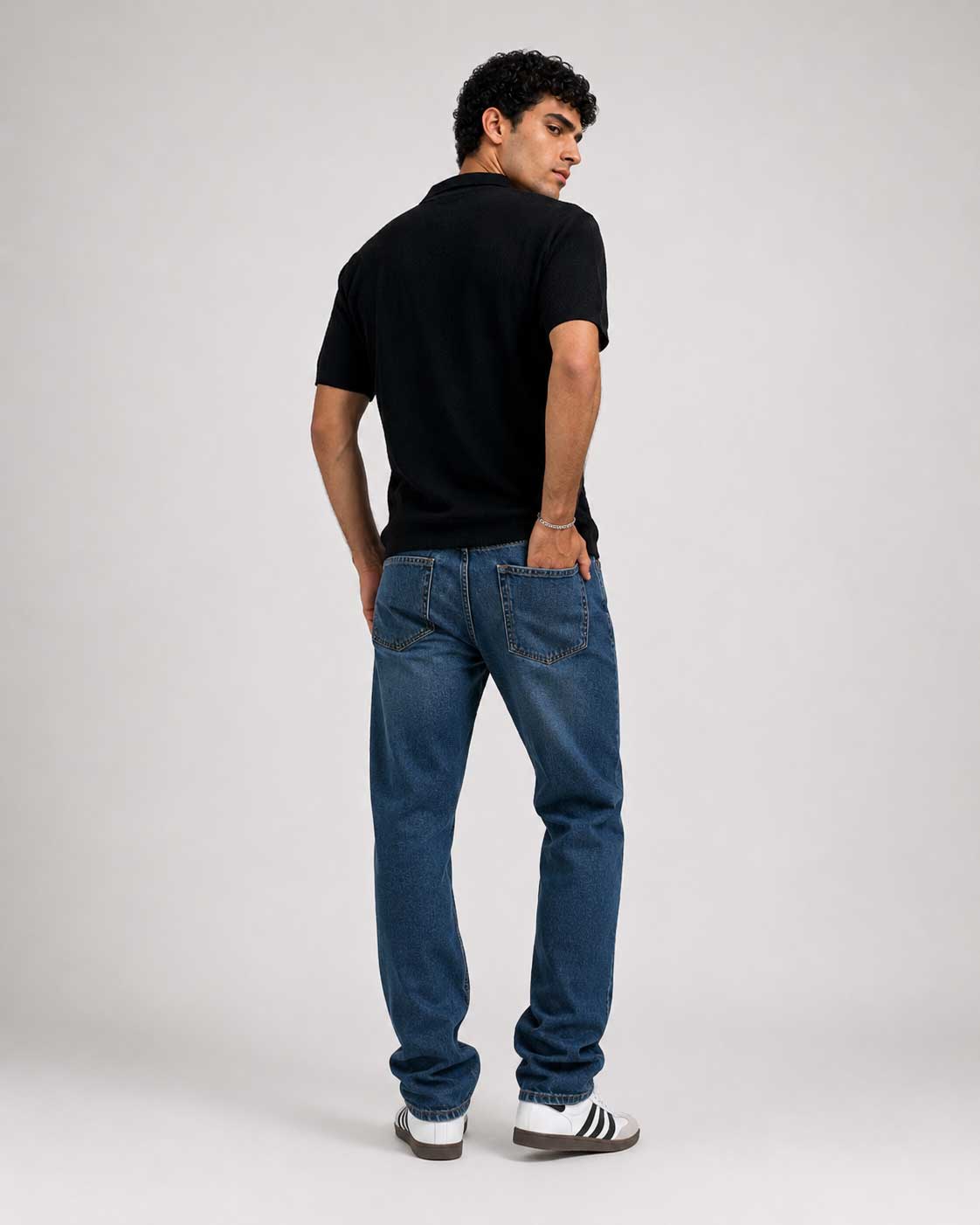 Fine Knit Polo Shirt – Black