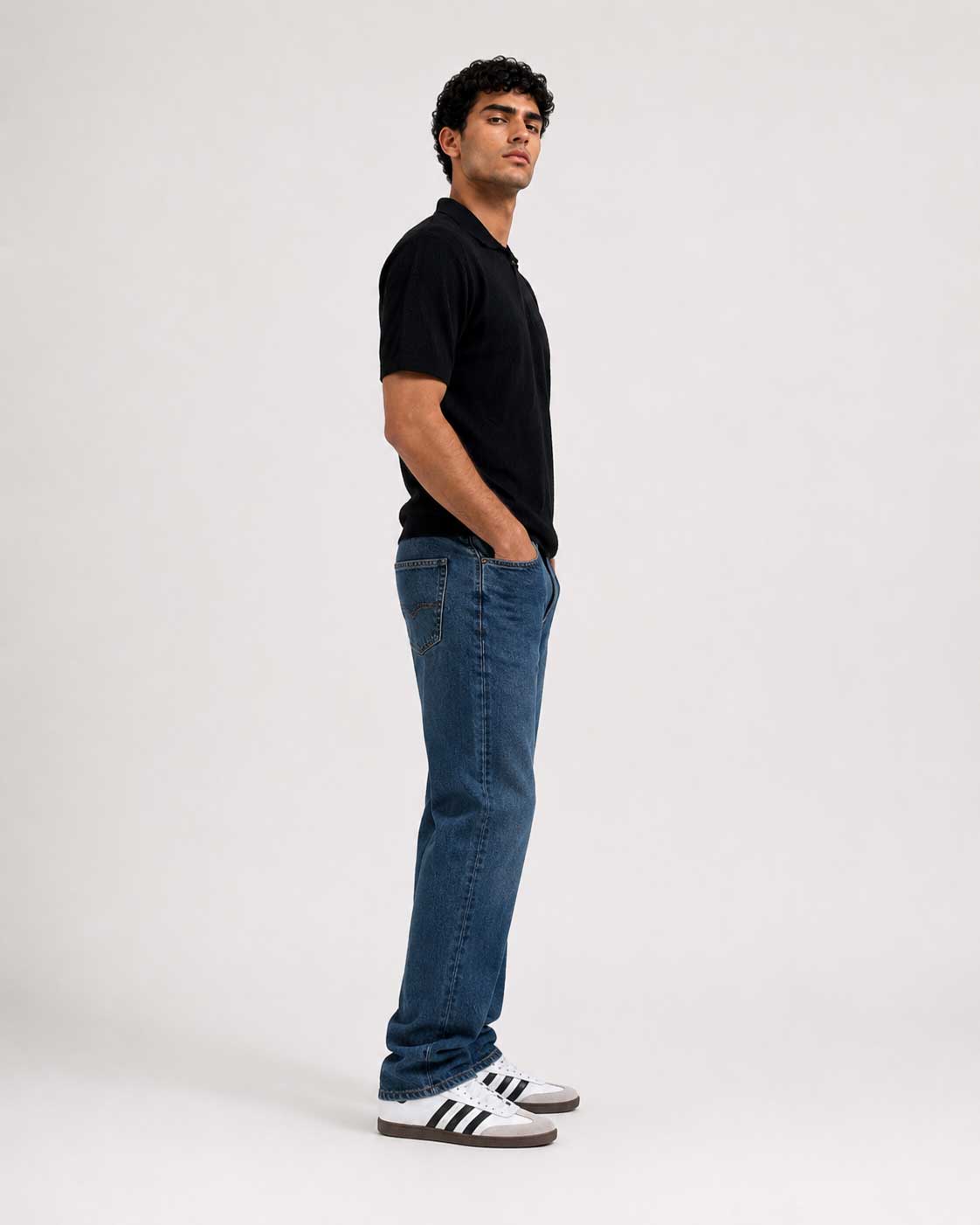 Fine Knit Polo Shirt – Black