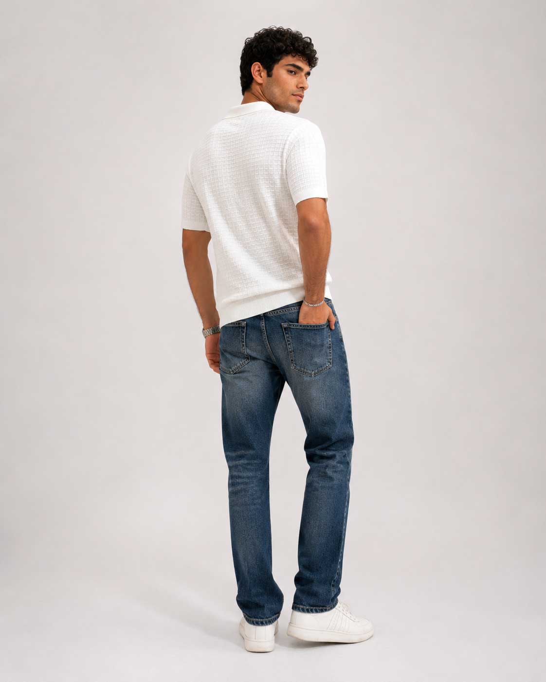 Textured Polo Shirt – White