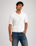 Textured Polo Shirt – White shirt CIZARO - Cizaro Jeans