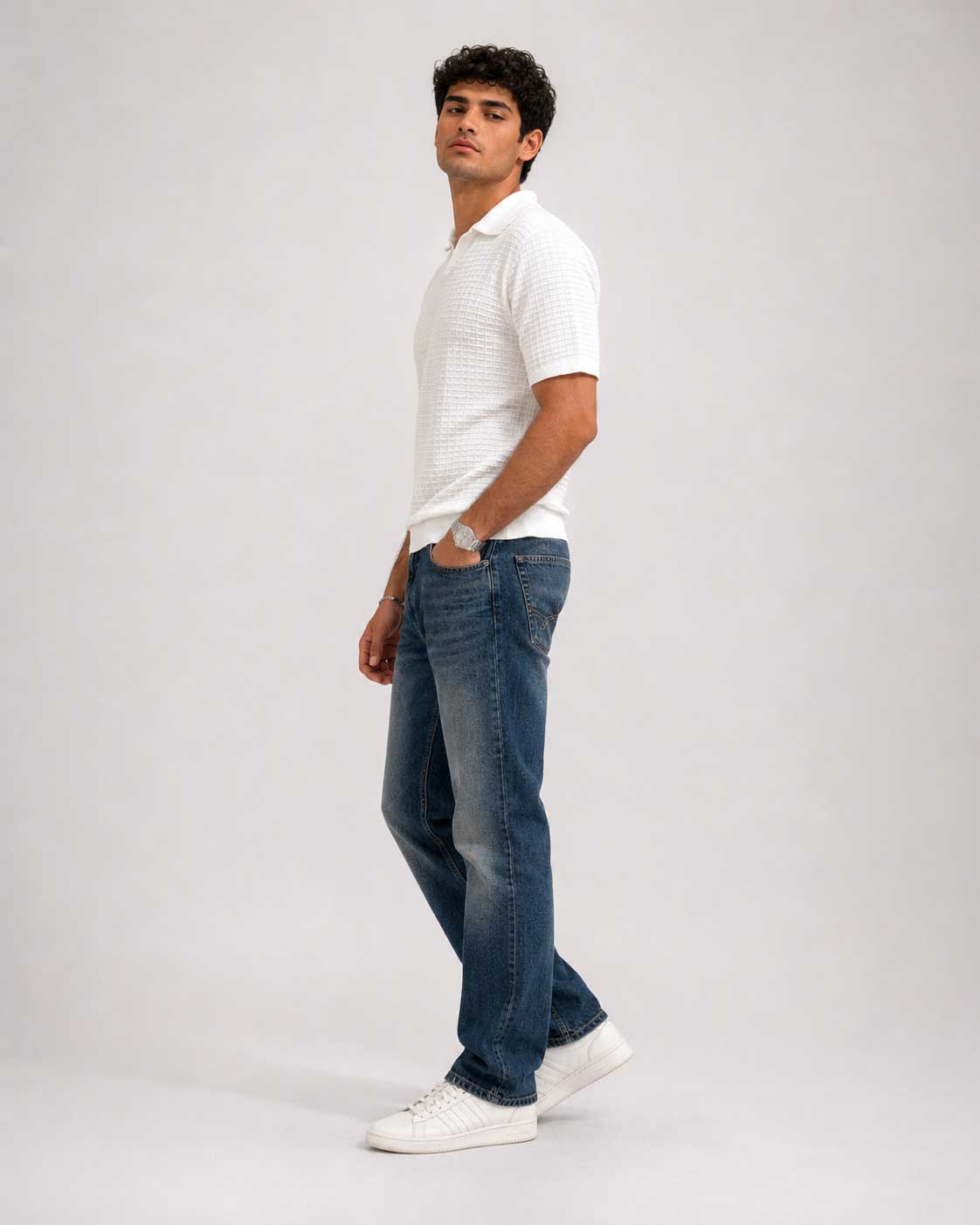 Textured Polo Shirt – White