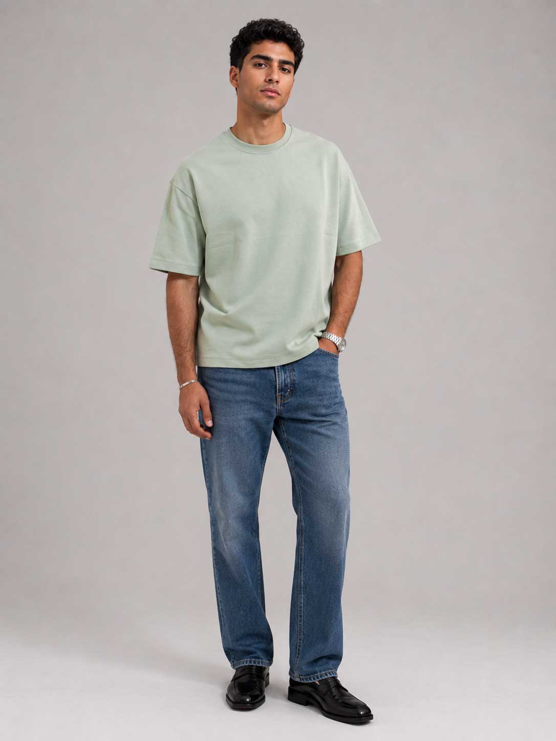 Oversized T-Shirt with Side Slits – Mint Green
