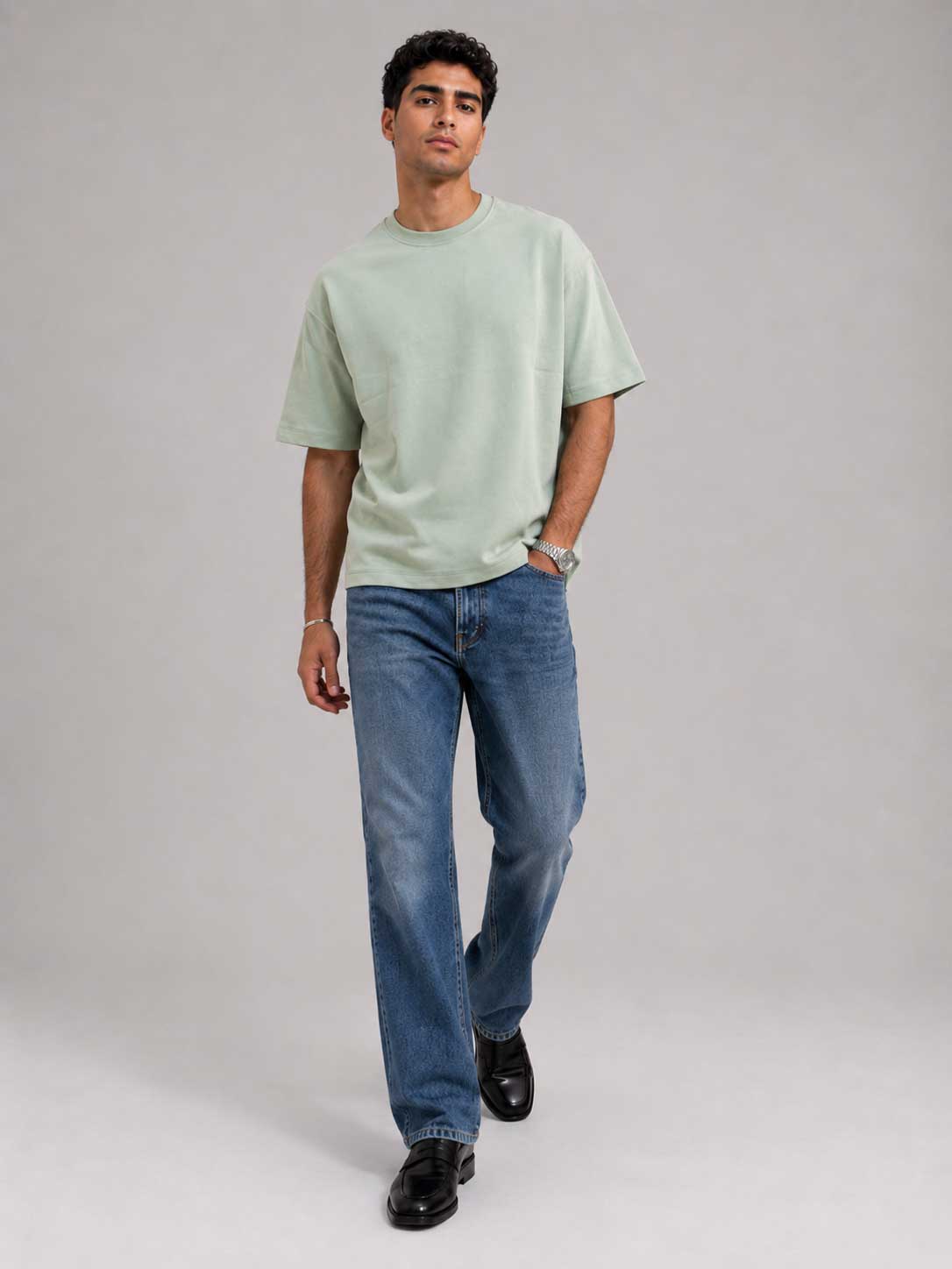 Oversized T-Shirt with Side Slits – Mint Green
