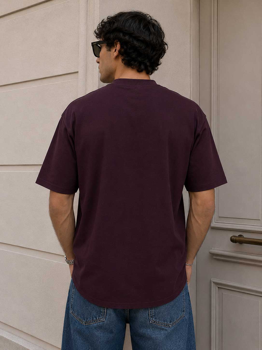 Relaxed Fit T-Shirt – Burgundy T-shirt CIZARO - Cizaro Jeans
