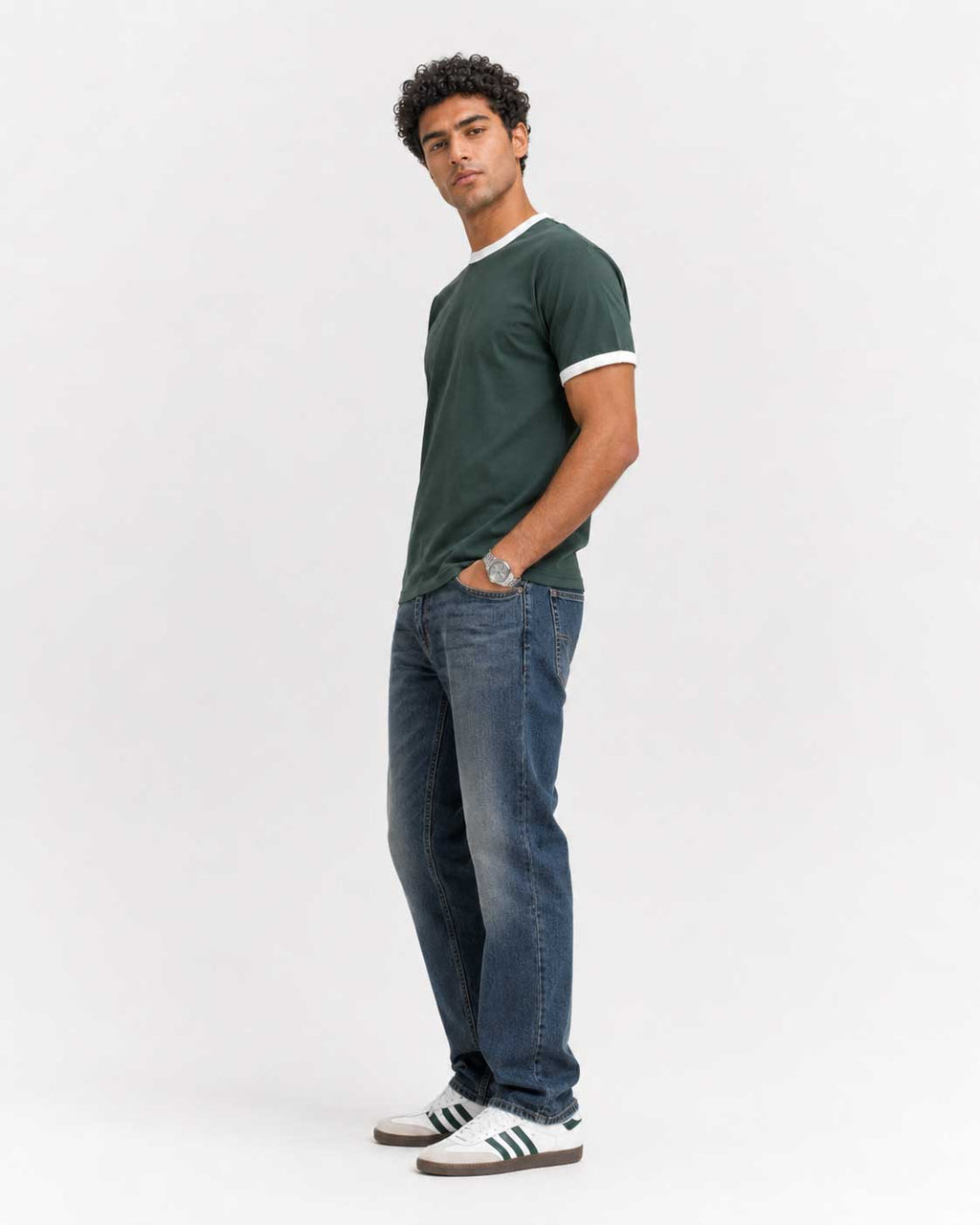 Regular Fit Ringer T-Shirt – Midnight Green