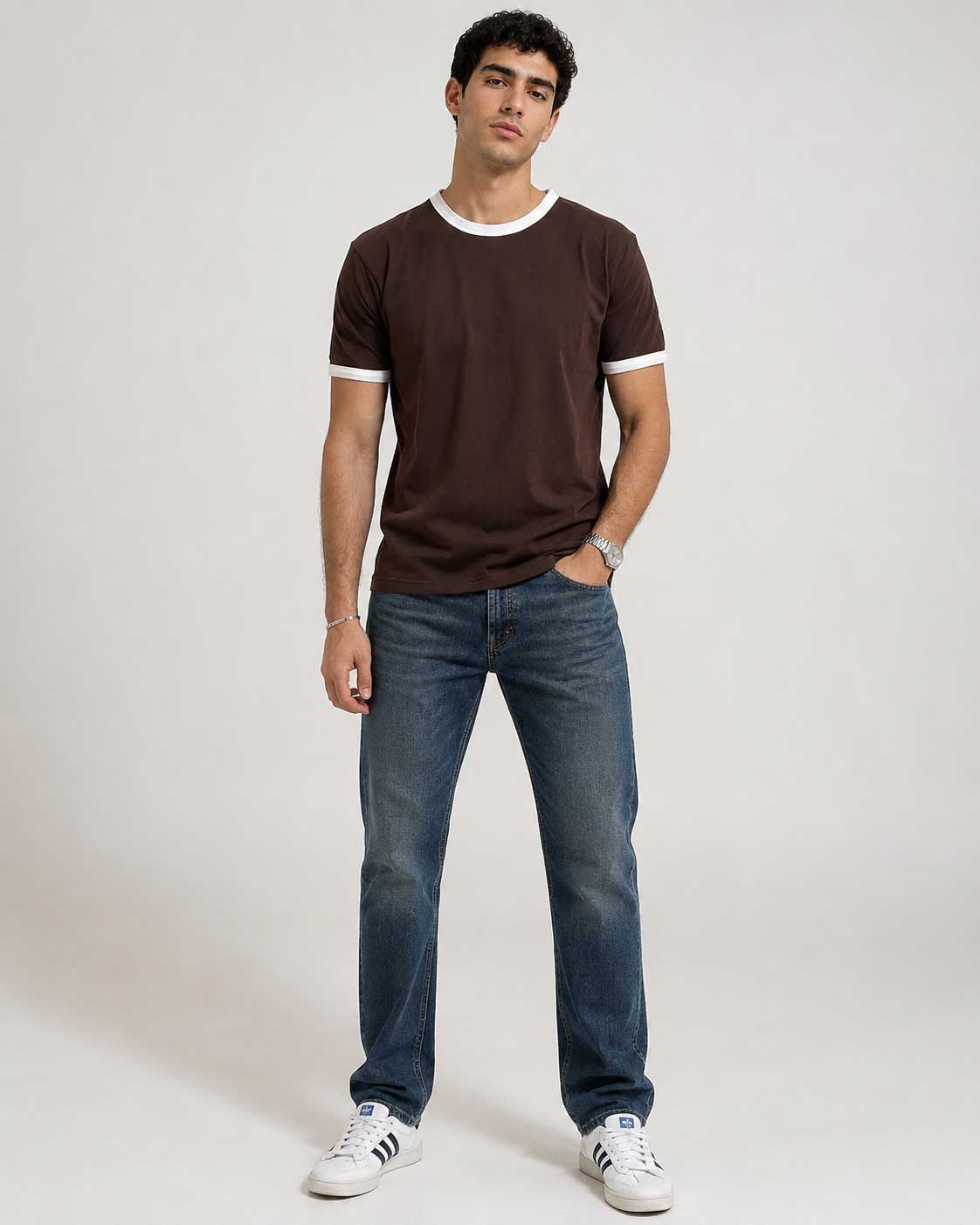 Regular Fit Ringer T-Shirt – Brown