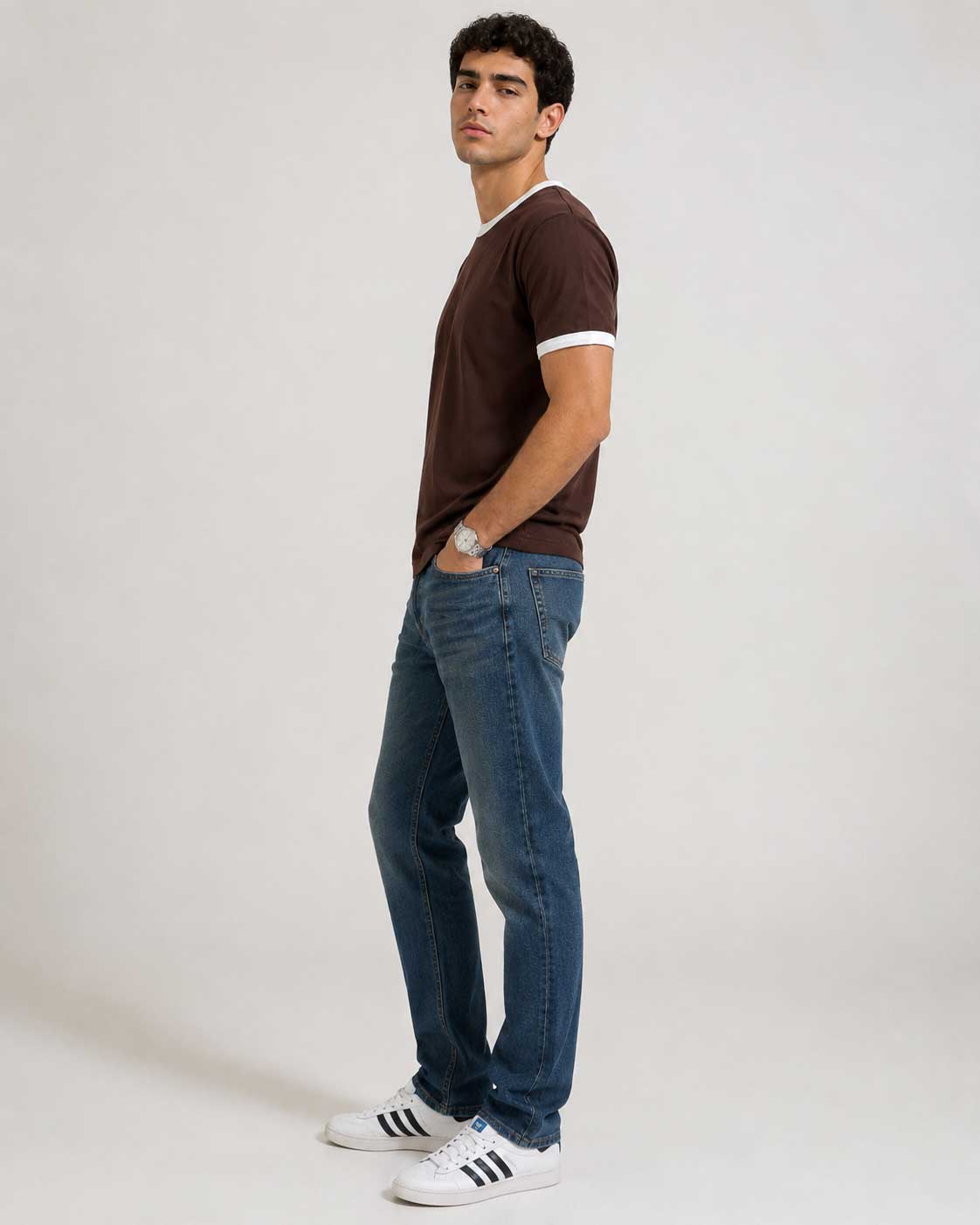 Regular Fit Ringer T-Shirt – Brown