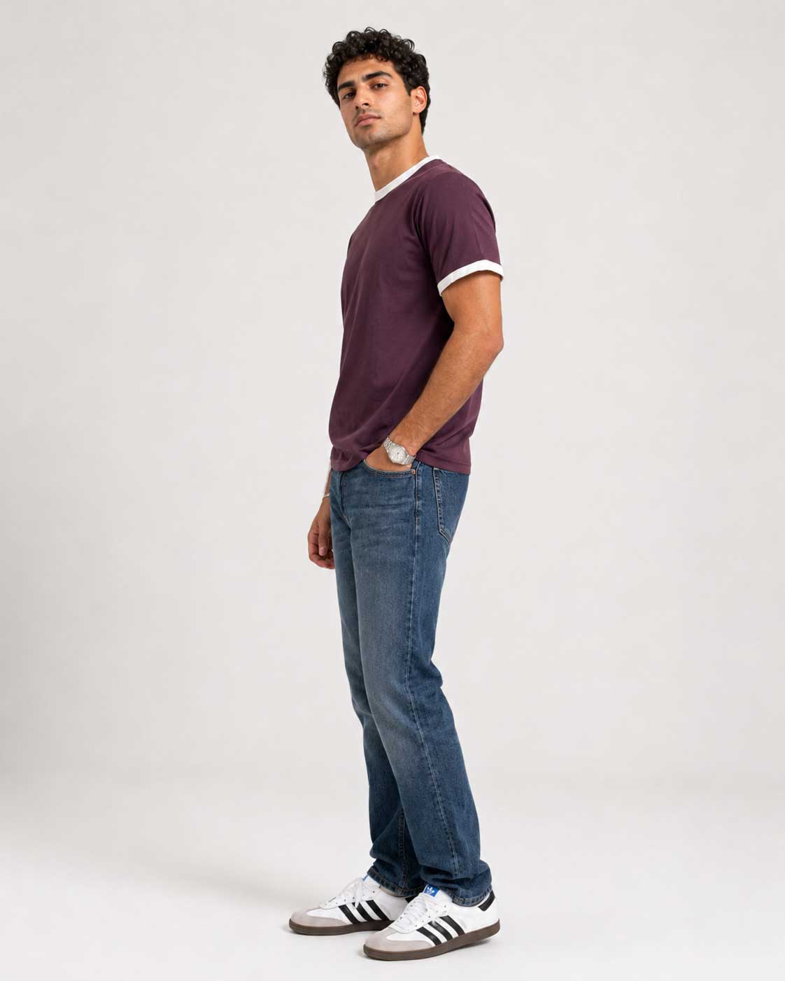 Regular Fit Ringer T-Shirt – Burgundy