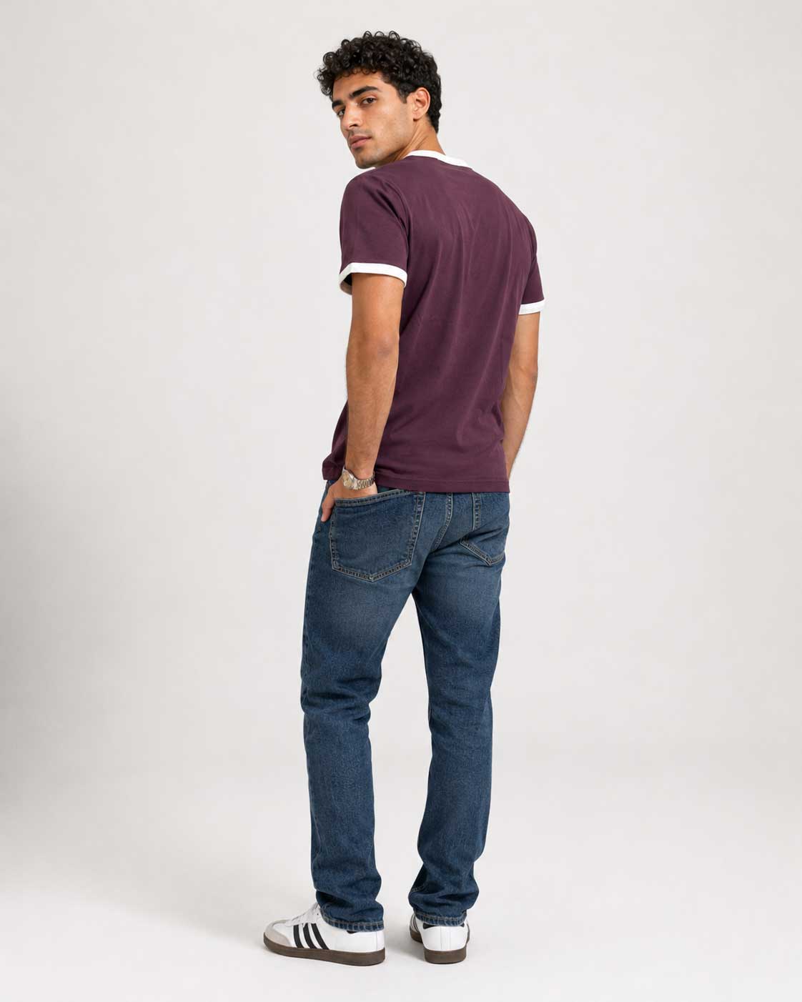 Regular Fit Ringer T-Shirt – Burgundy