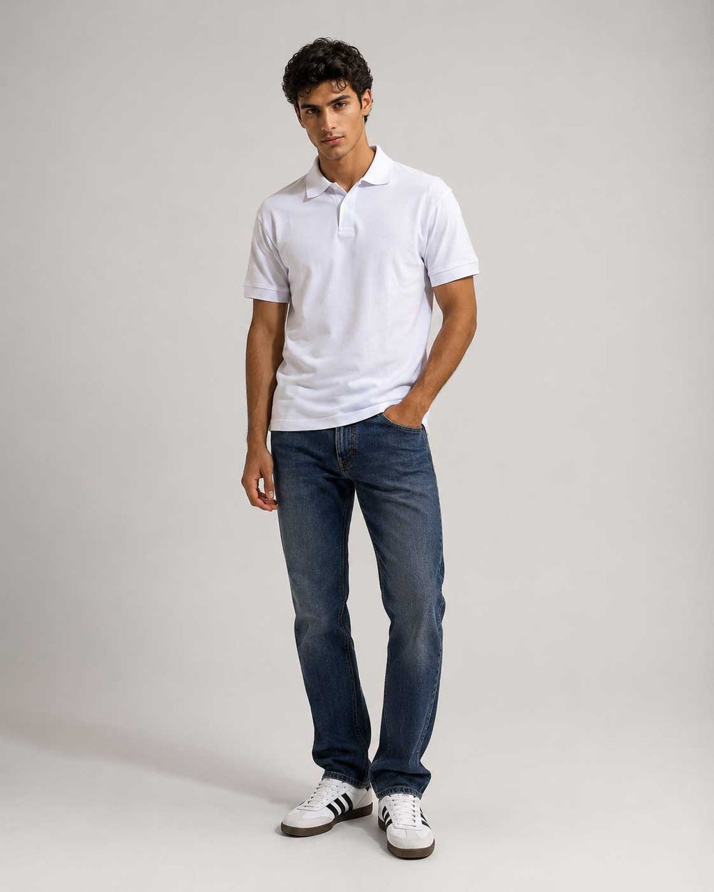 Regular Fit Polo Shirt – White shirt CIZARO - Cizaro Jeans