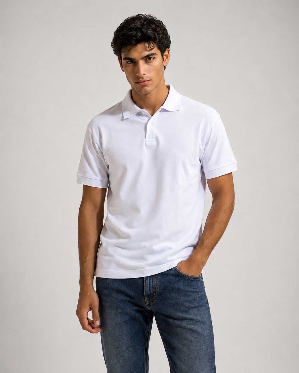 Regular Fit Polo Shirt – White shirt CIZARO - Cizaro Jeans
