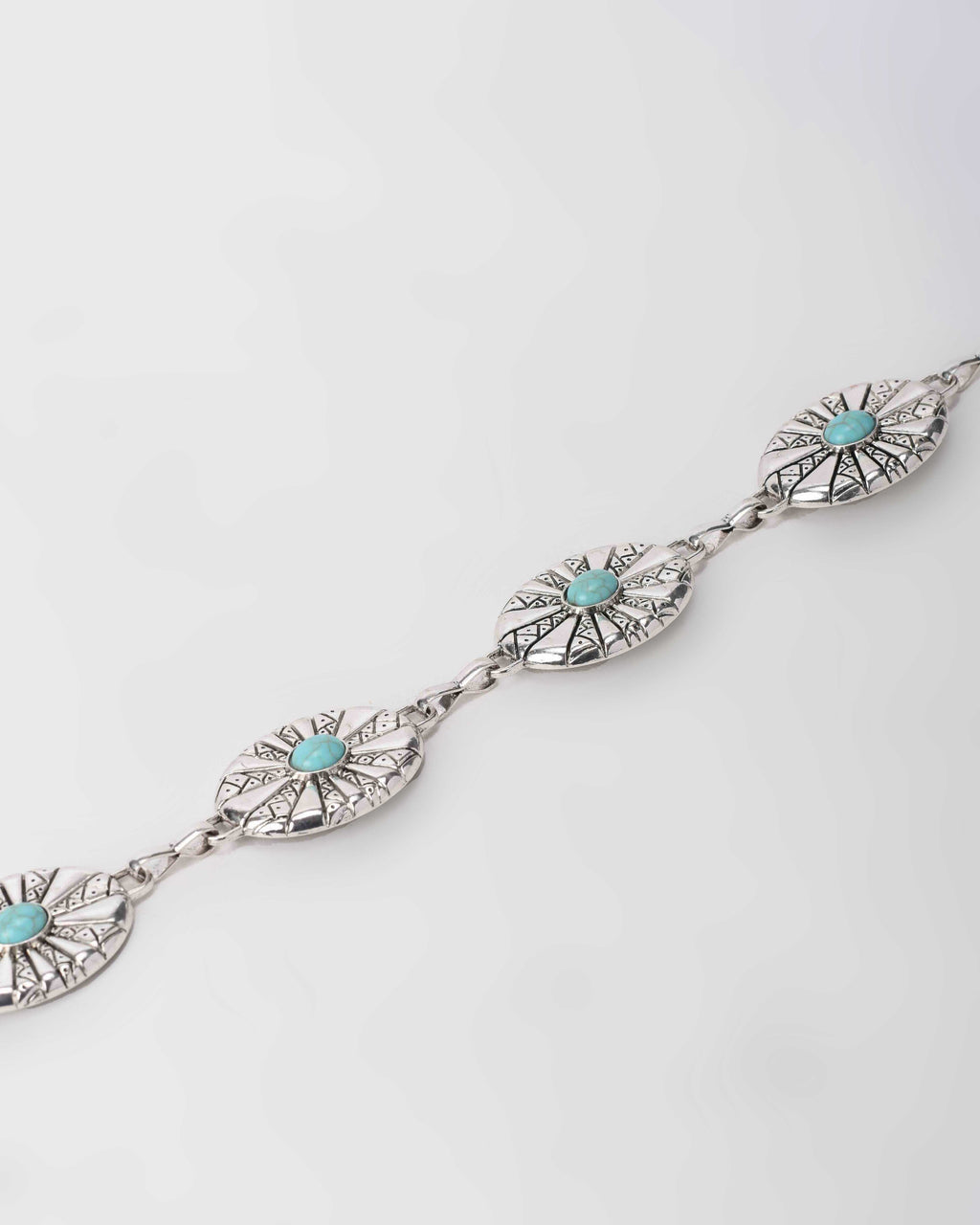 Silver Turquoise Disc Chain Belt