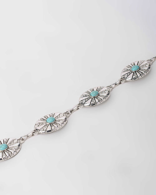 Silver Turquoise Disc Chain Belt