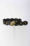 Floral Disc Stretch Belt – Black