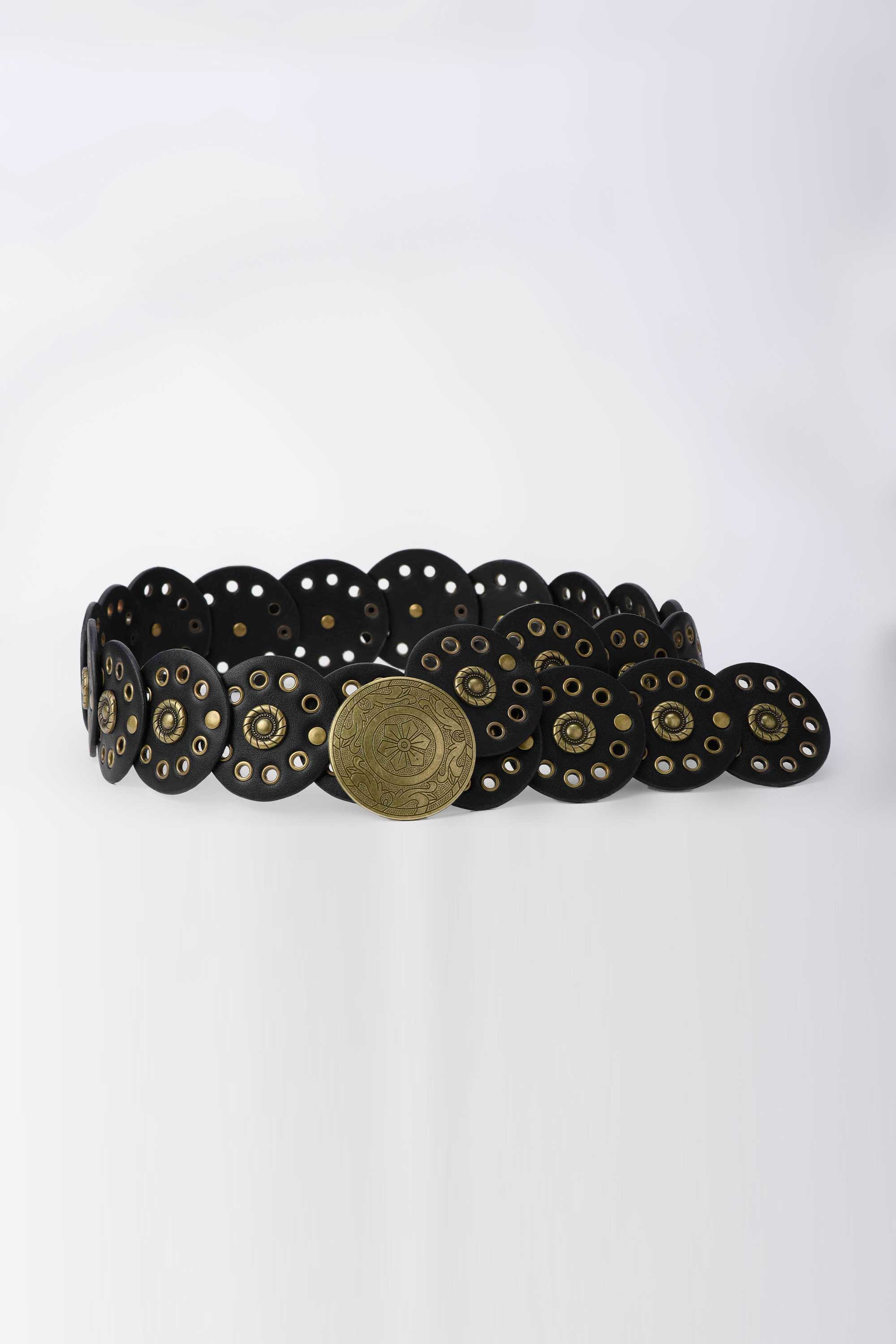 Statement Disc Stretch Belt – Black