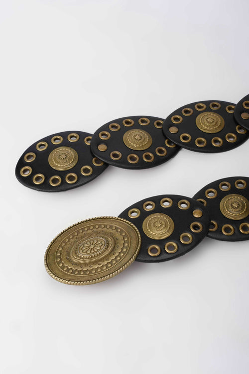 Medallion Disc Stretch Belt – Black