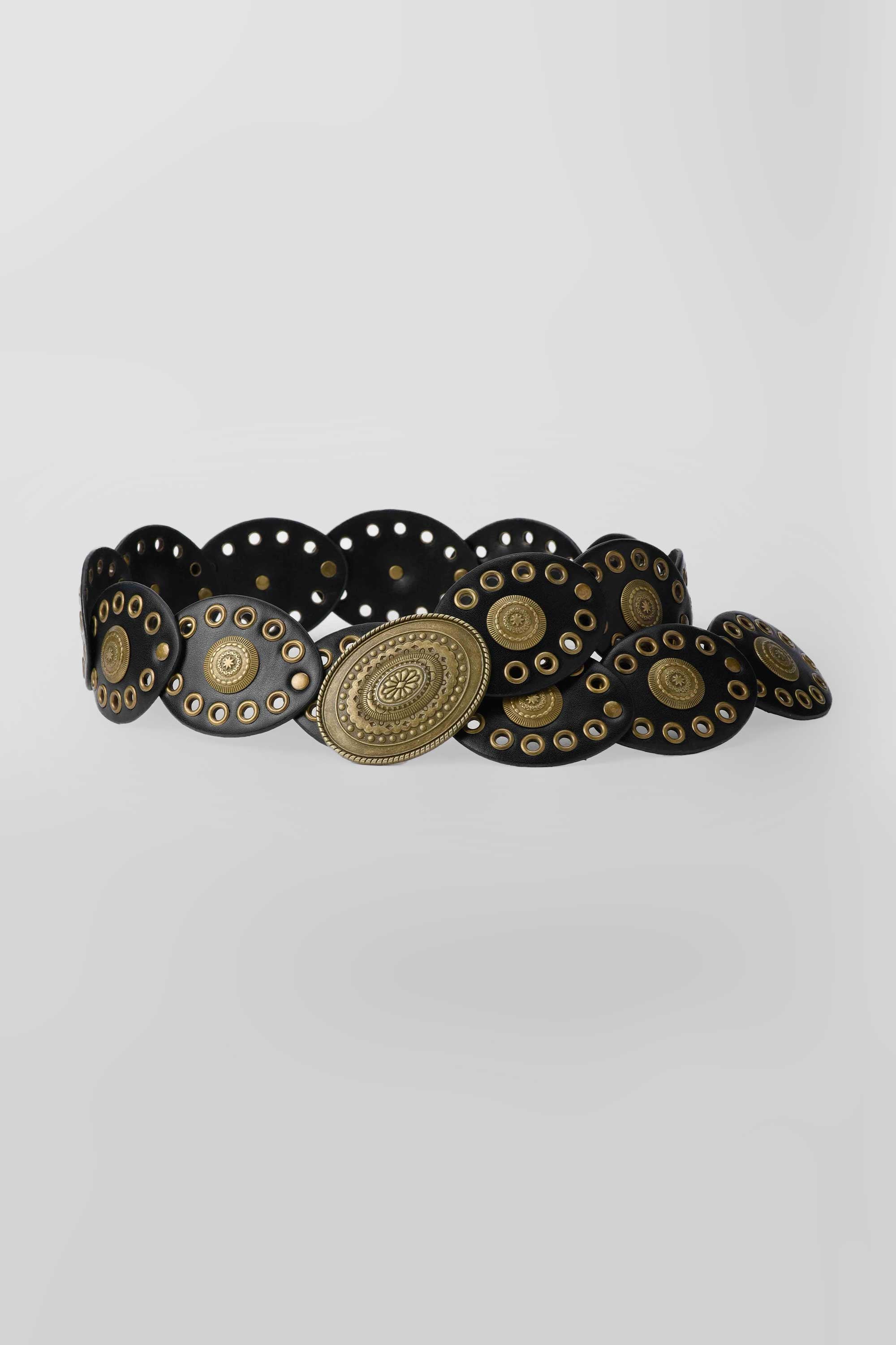 Medallion Disc Stretch Belt – Black
