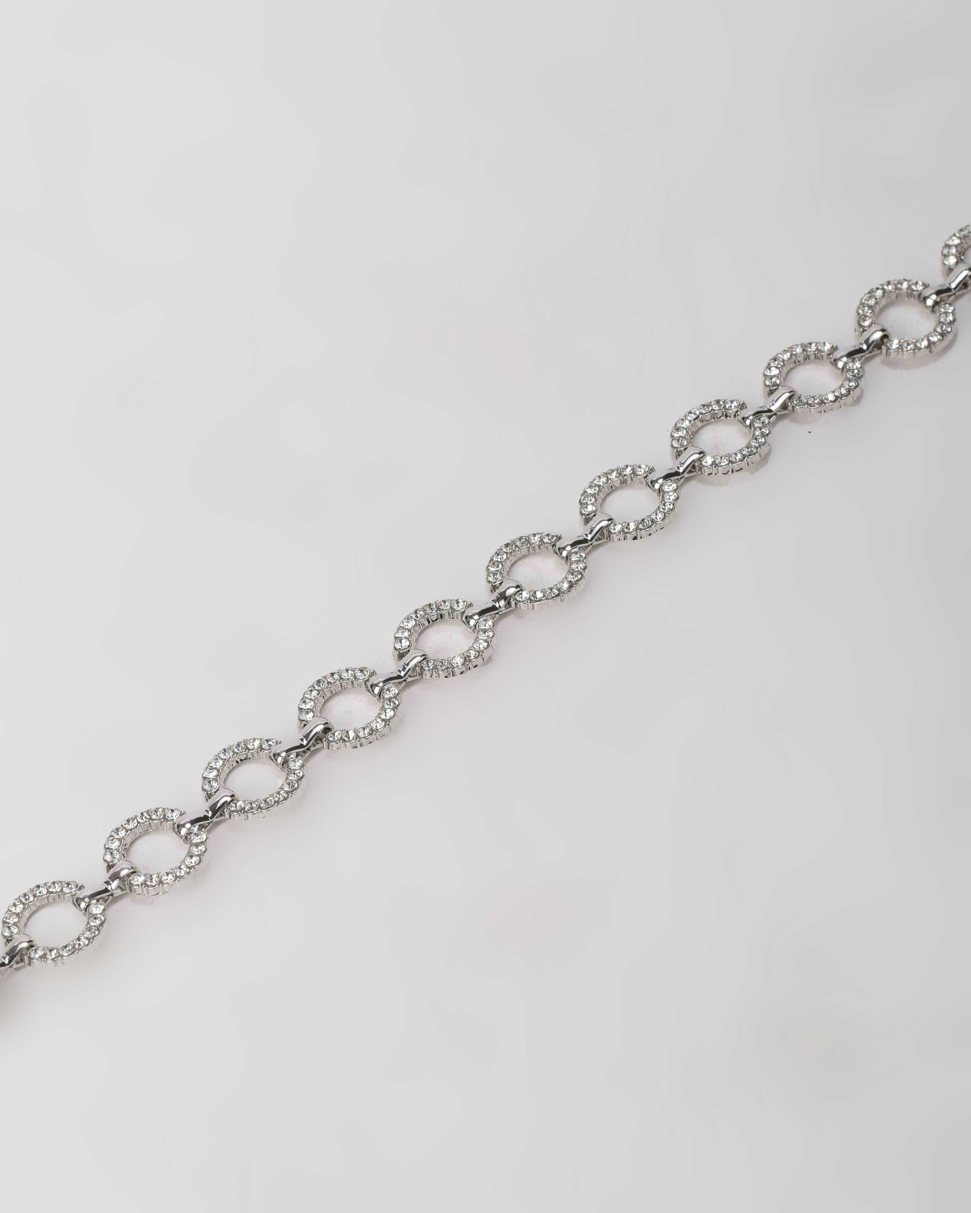 Crystal Link Chain Belt – Silver