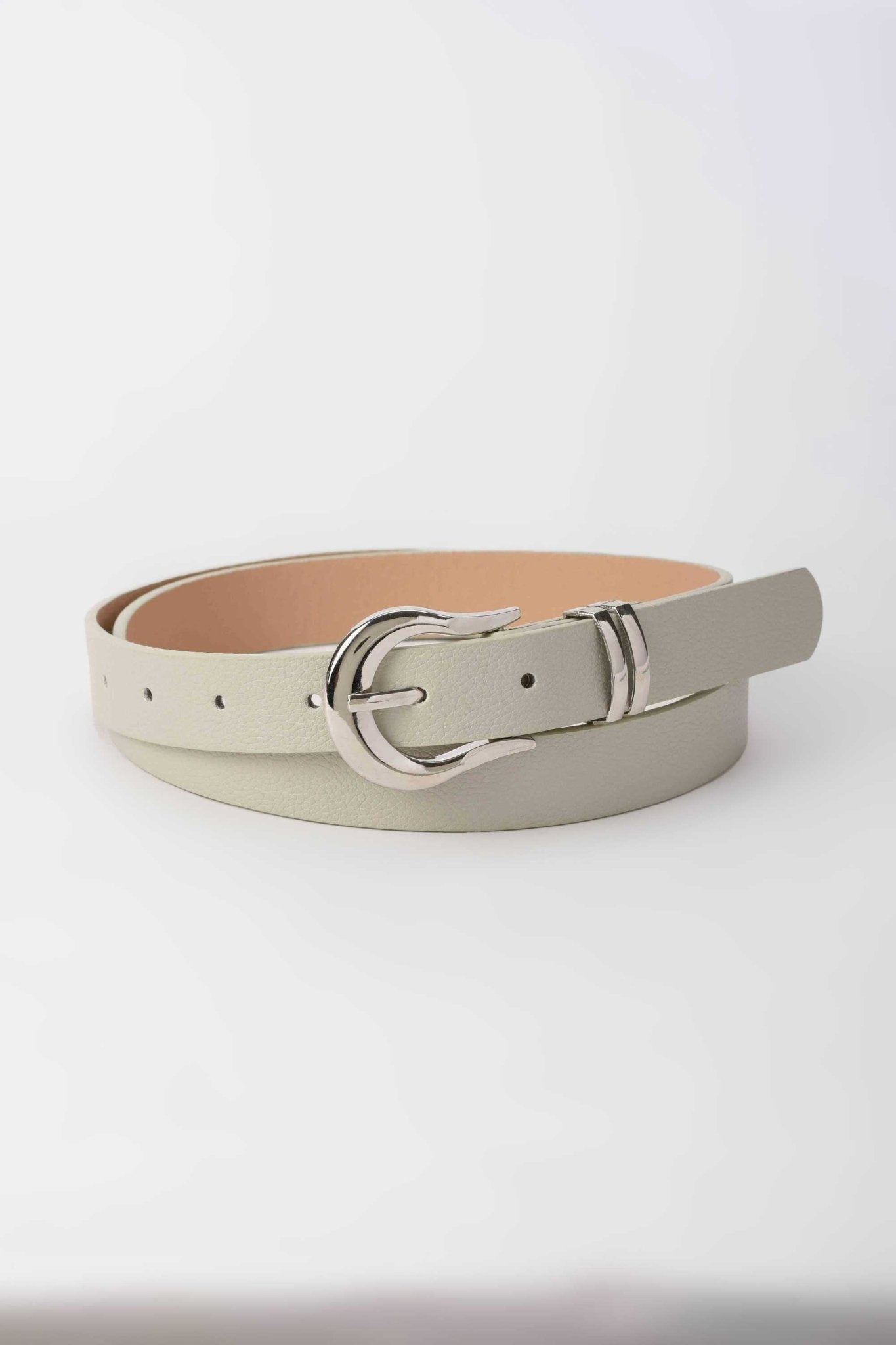 Belt | Soft Sage Faux Leather Belt with Silver Western Buckle Belt - Acc CZBELT - Cizaro Jeans