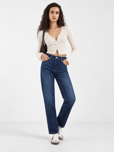 Mom Fit High waist Deep Ocean blue jeans