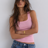 Ribbed U-Neck Tank Top – Pink