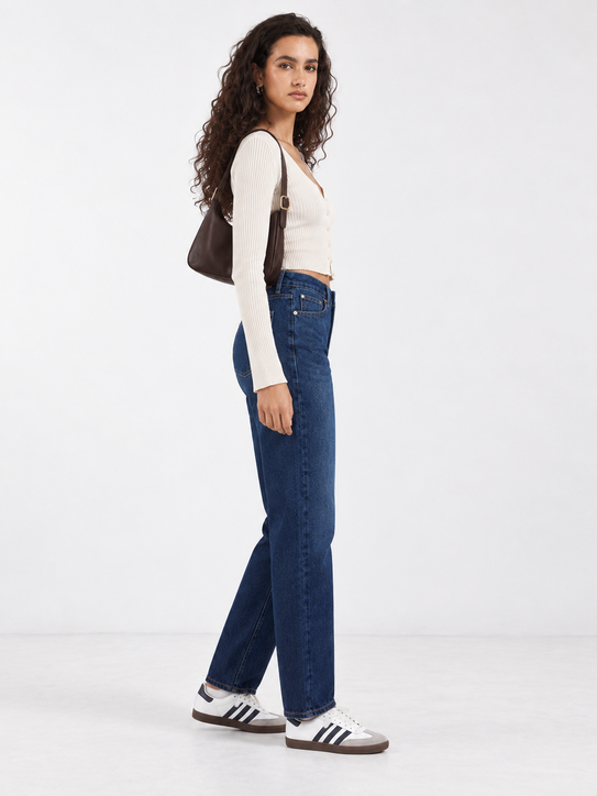 Mom Fit High waist Deep Ocean blue jeans