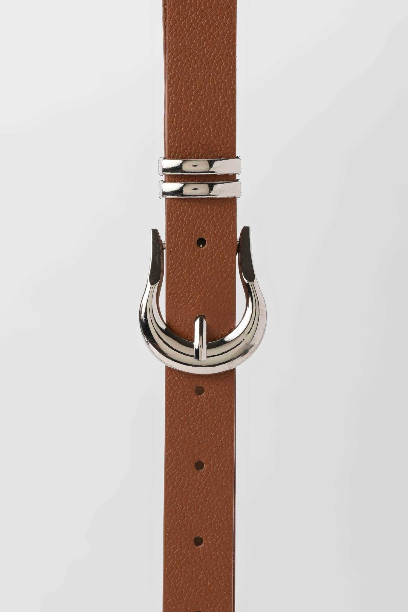 Belt | Tan Faux Leather Belt with Western Silver Buckle Belt - Acc CZBELT - Cizaro Jeans