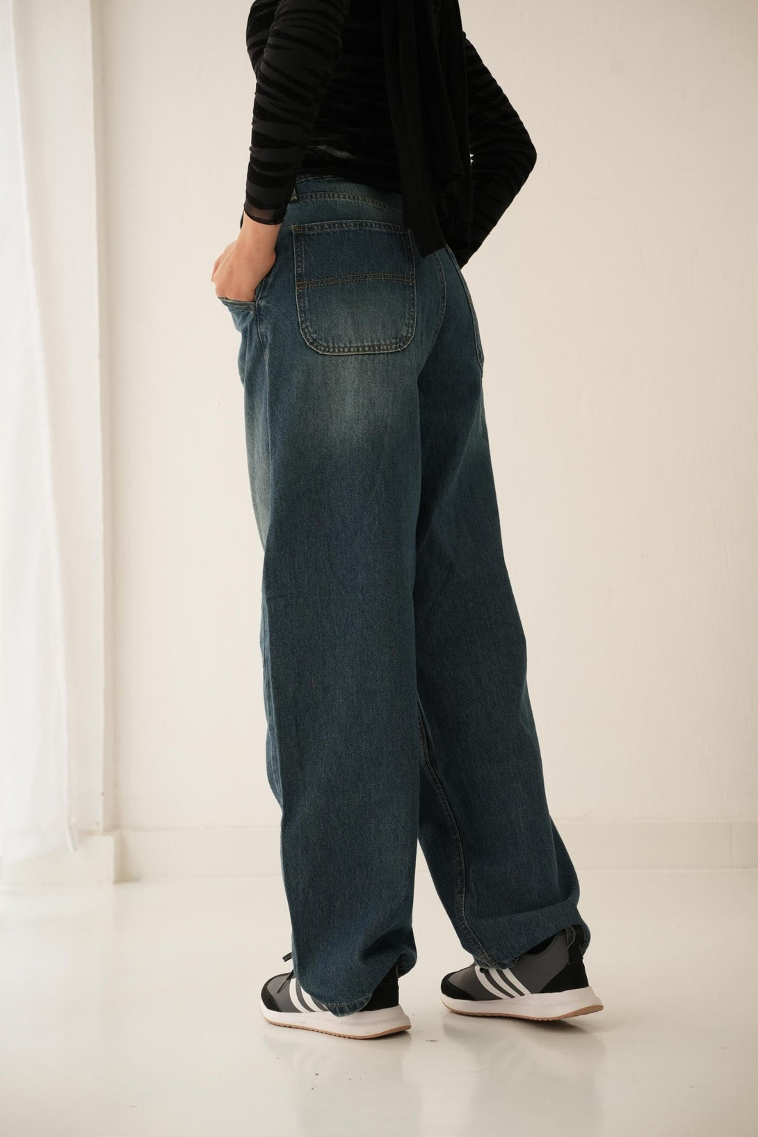 Vintage Blue Green Skater Jeans. Skater-Wide Leg CIZARO    - Cizaro Jeans