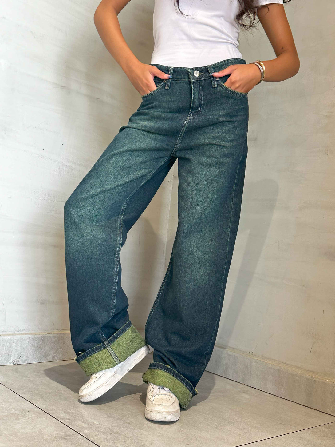 Baggy - Dark Vintage Blue Green. Baggy CIZARO    - Cizaro Jeans