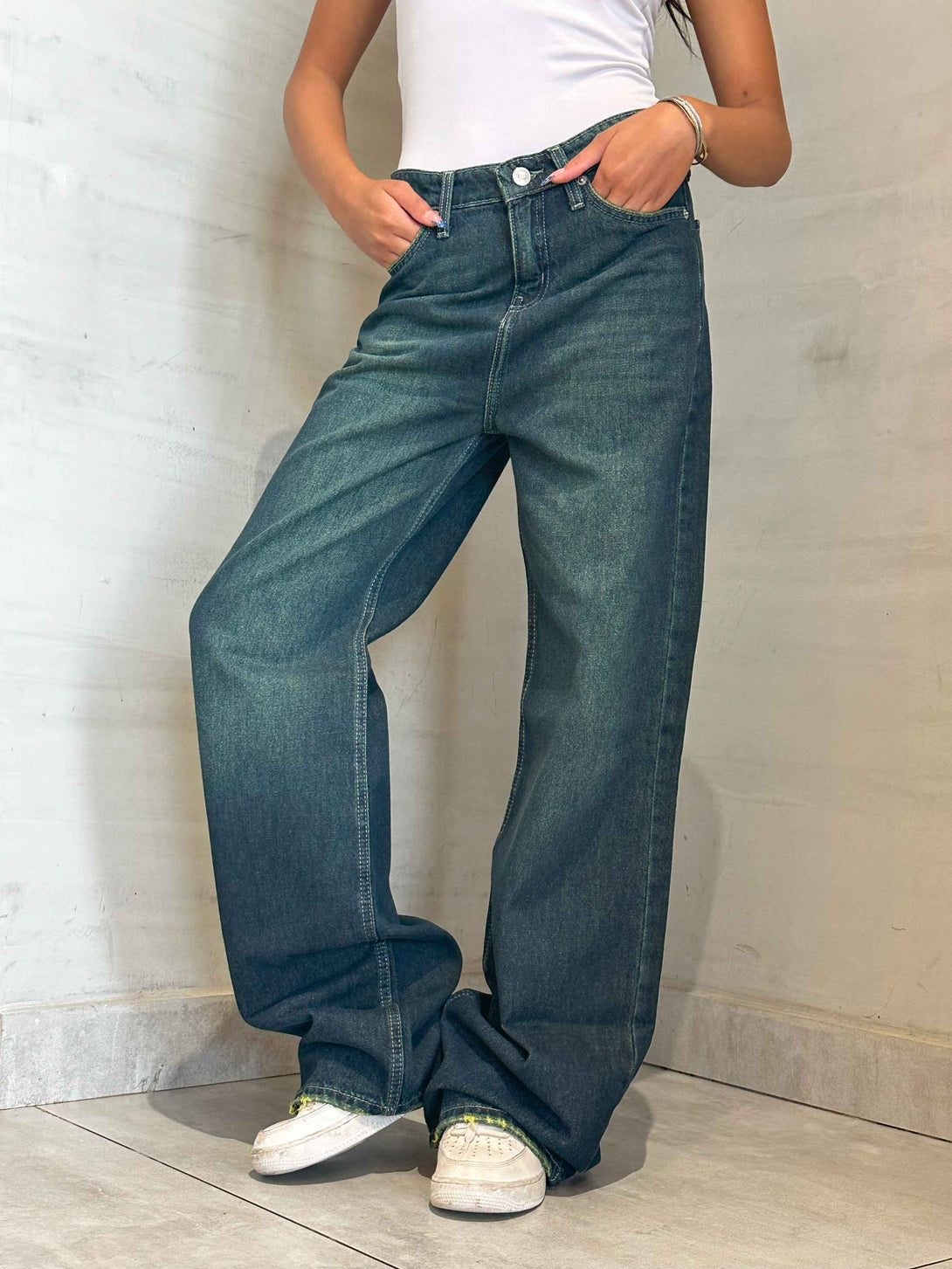 Baggy - Dark Vintage Blue Green. Baggy CIZARO    - Cizaro Jeans