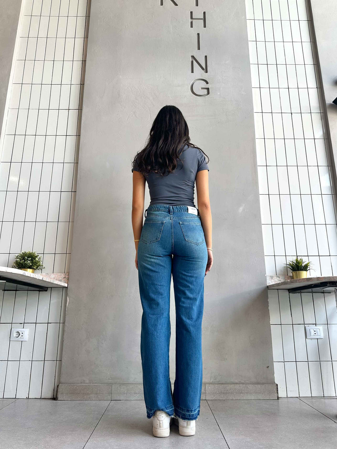 Straight Leg - Mid Vintage Blue High-Waisted Jeans. Straight Leg CIZARO    - Cizaro Jeans