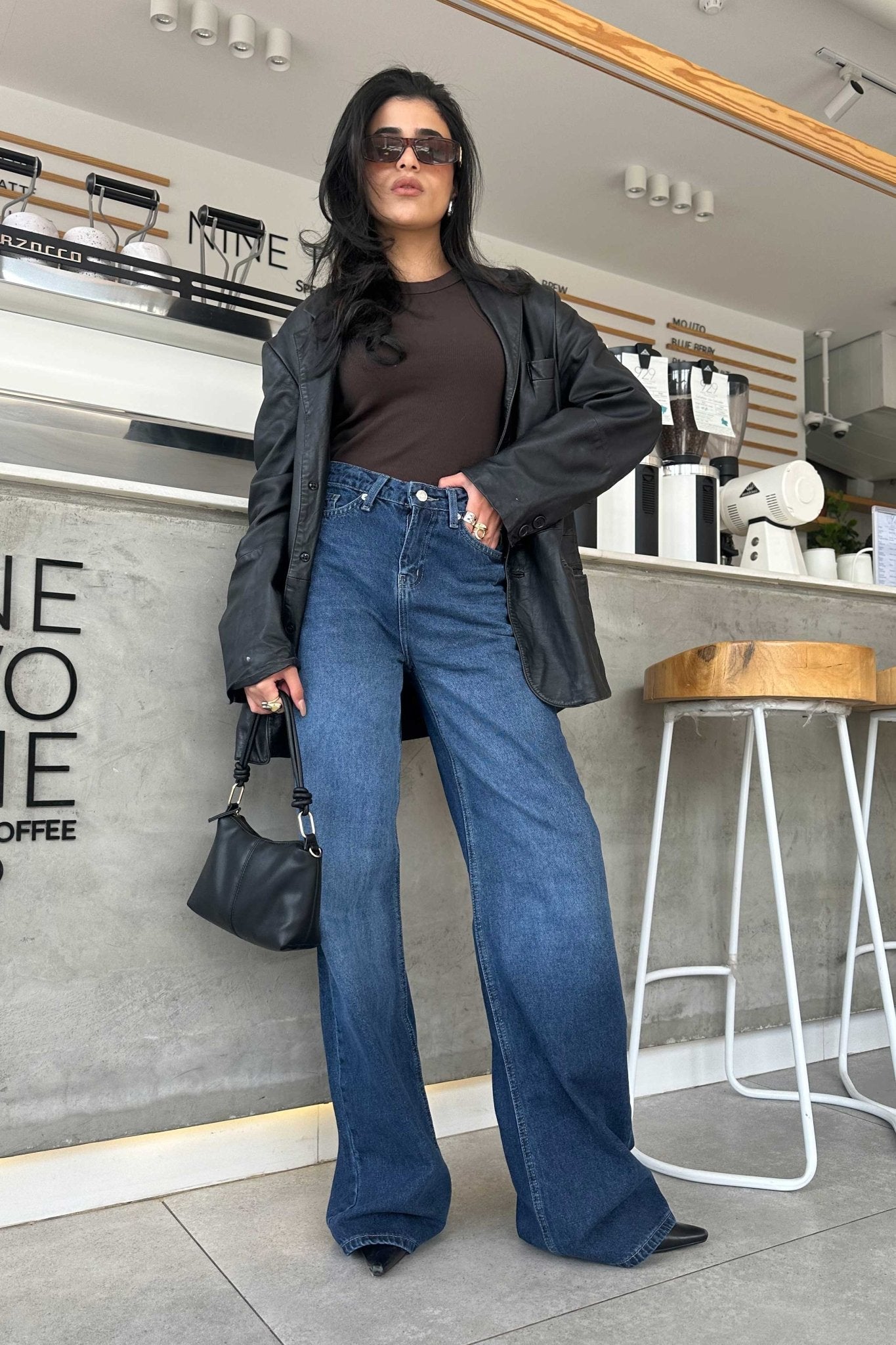 Wide Leg - Classic Navy Blue Jeans. Wide Leg CIZARO - Cizaro Jeans