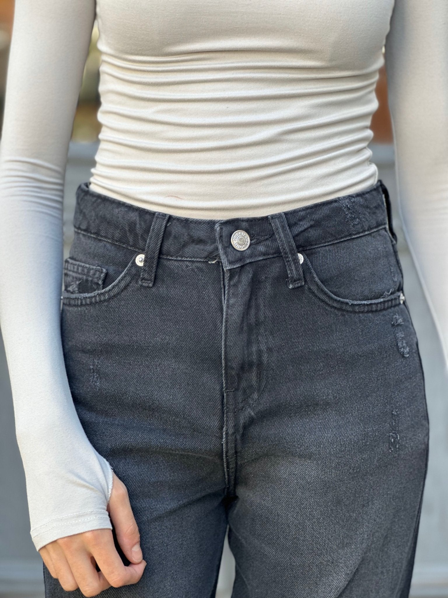 Straight Leg - Mid Grey Jeans. Straight Leg CIZARO    - Cizaro Jeans