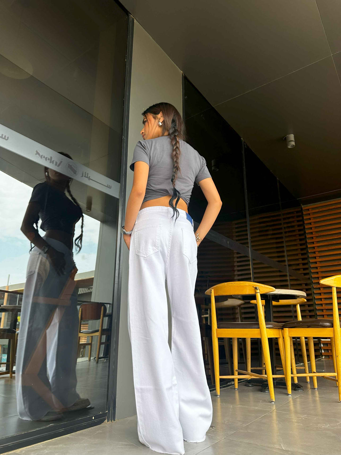 Wide Leg - White High Waisted Jeans. Wide-Leg CIZARO    - Cizaro Jeans