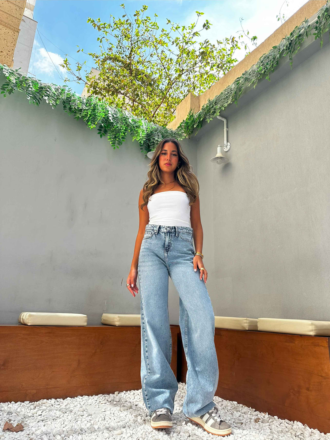 Wide Leg - Light Blue High-Waisted Jeans. Wide Leg CIZARO    - Cizaro Jeans