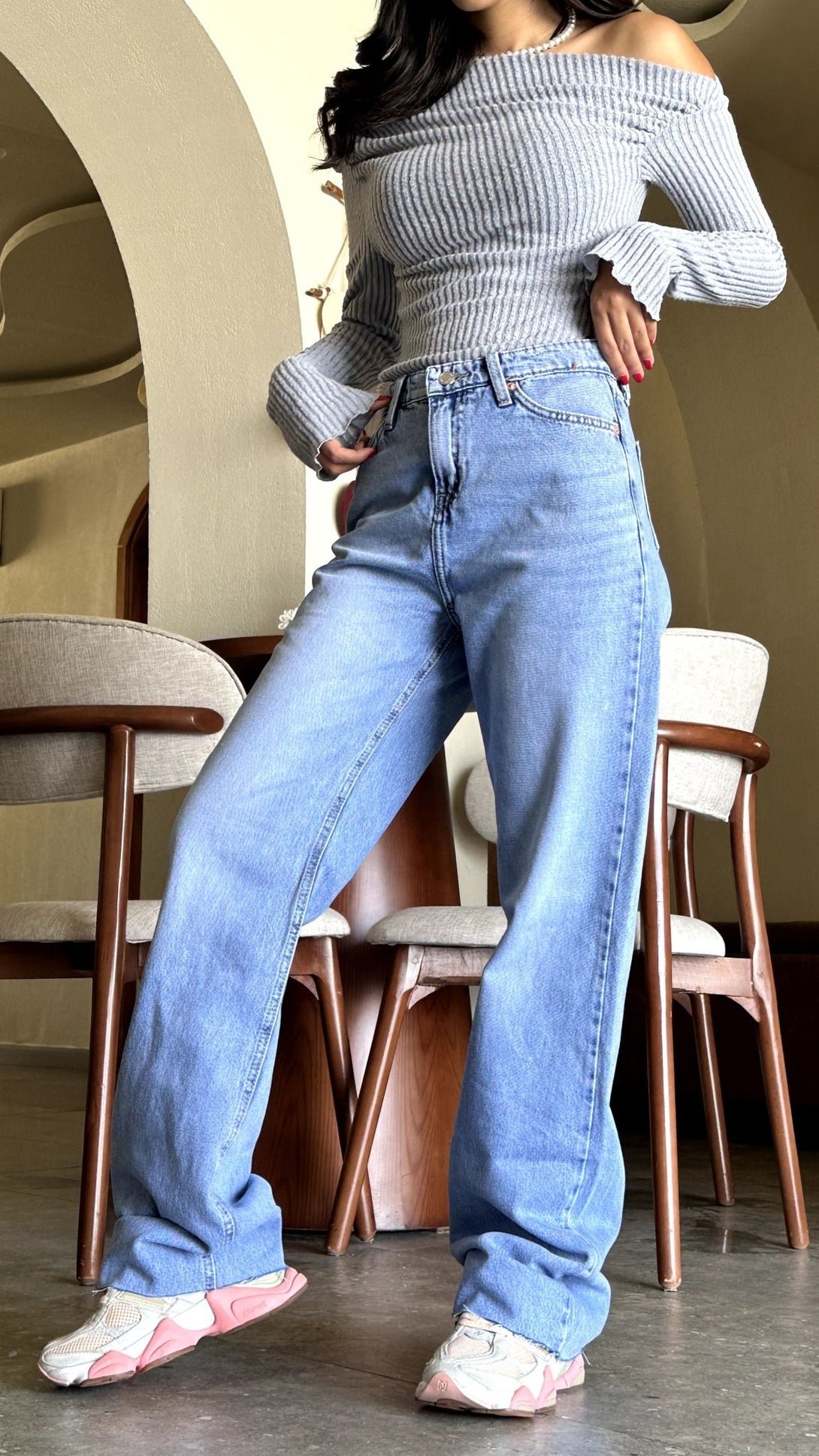 Classic Straight Leg - Light Blue Unfinished Hem Jeans. Straight Leg CIZARO    - Cizaro Jeans