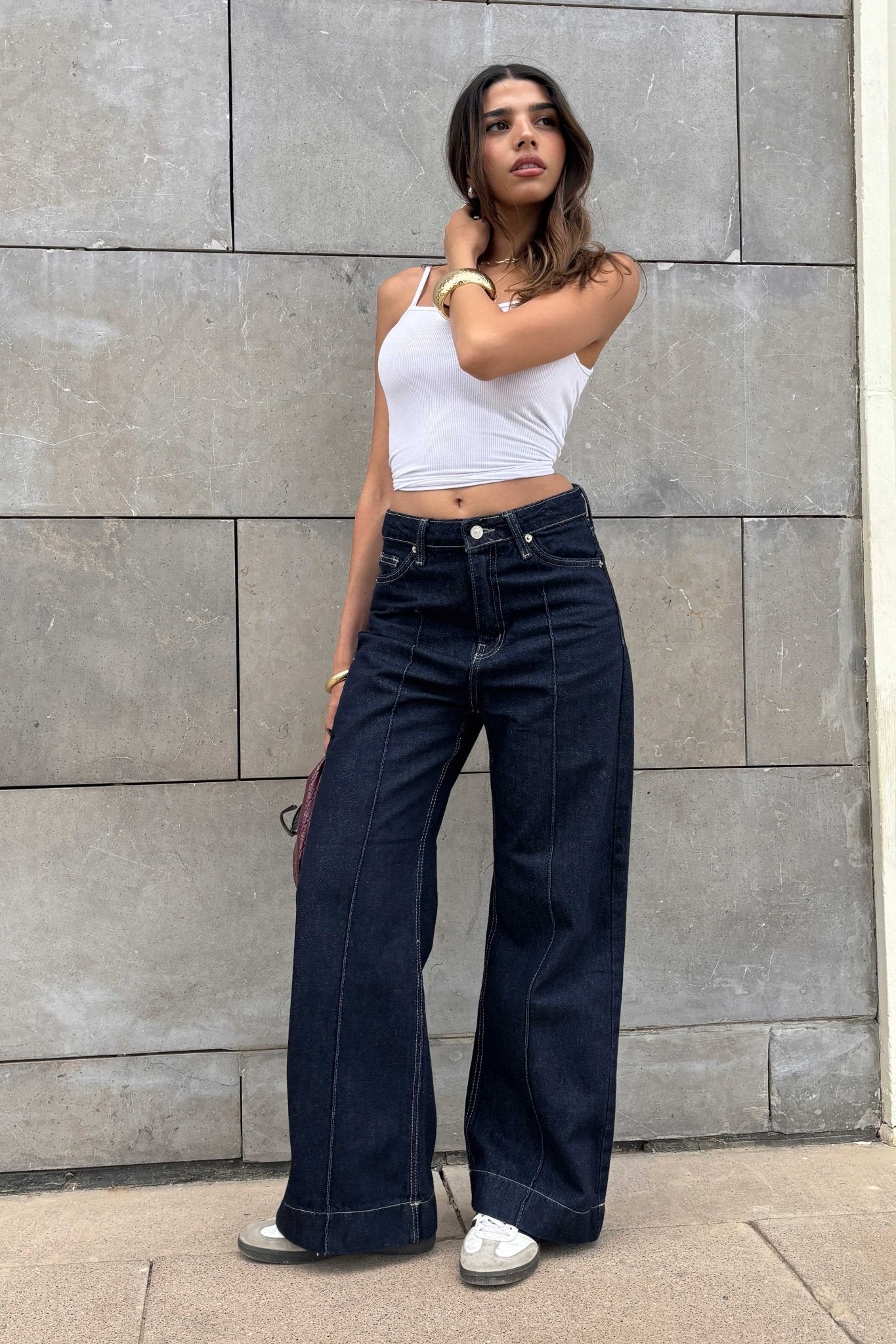 Cropped Wide Leg - Raw Denim Wash Jeans. Wide-Leg CIZARO - Cizaro Jeans