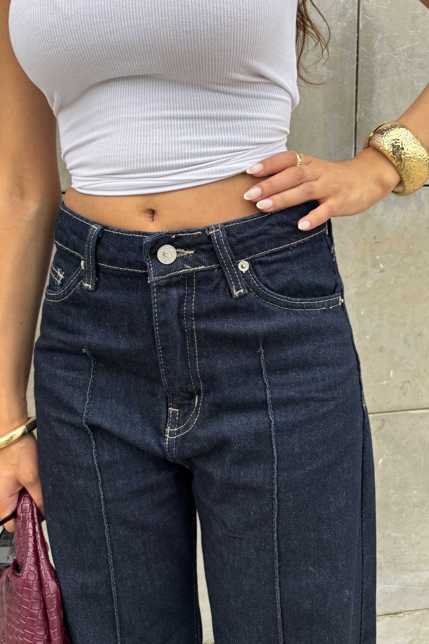 Cropped Wide Leg - Raw Denim Wash Jeans. Wide-Leg CIZARO - Cizaro Jeans