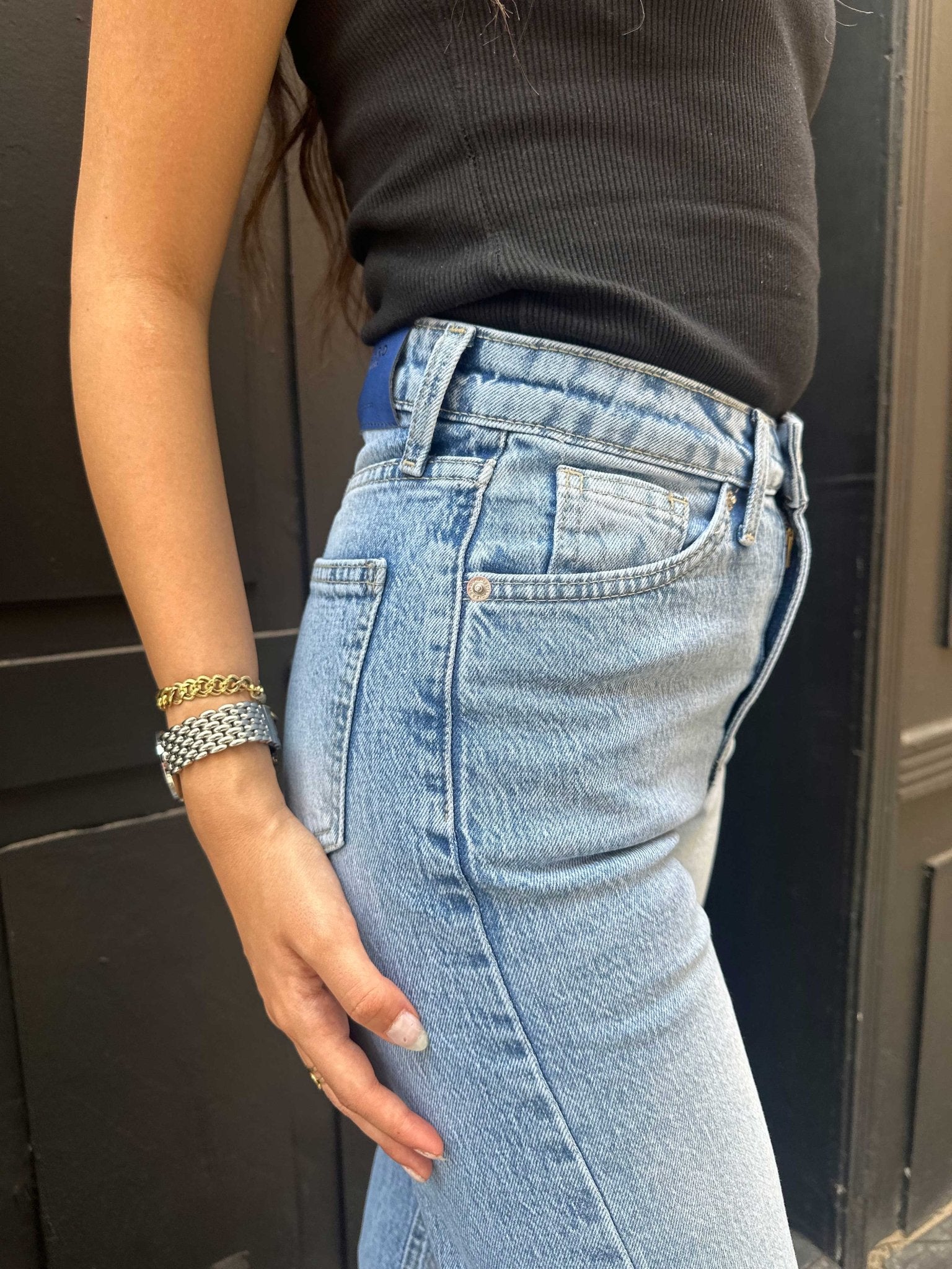 Ultra Comfort Straight Leg - High-Waist Medium Blue Washed Jeans Straight-Leg CIZARO - Cizaro Jeans