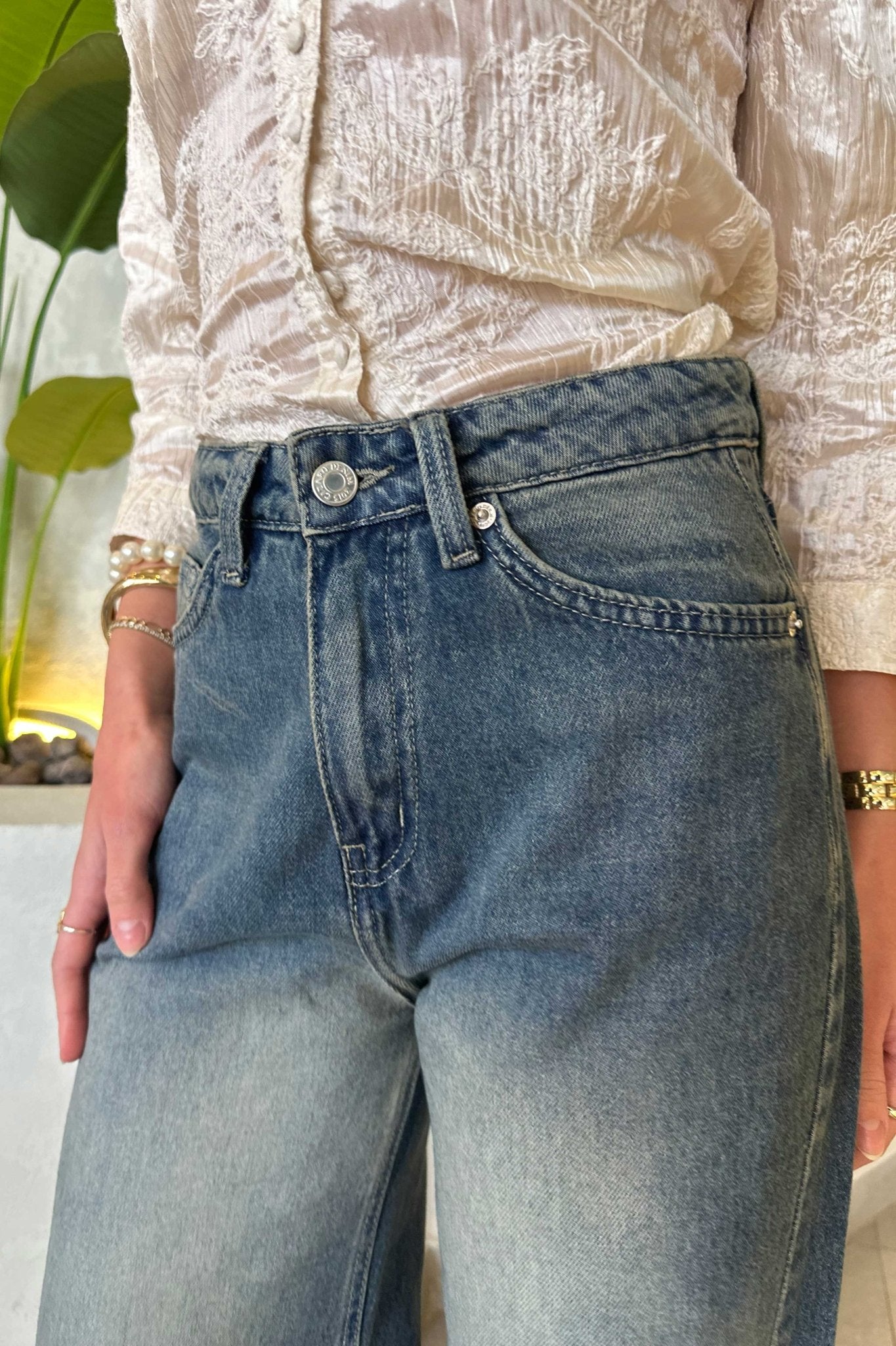 Super Baggy | High-Waist Faded Vintage Blue Jeans Baggy CIZARO - Cizaro Jeans