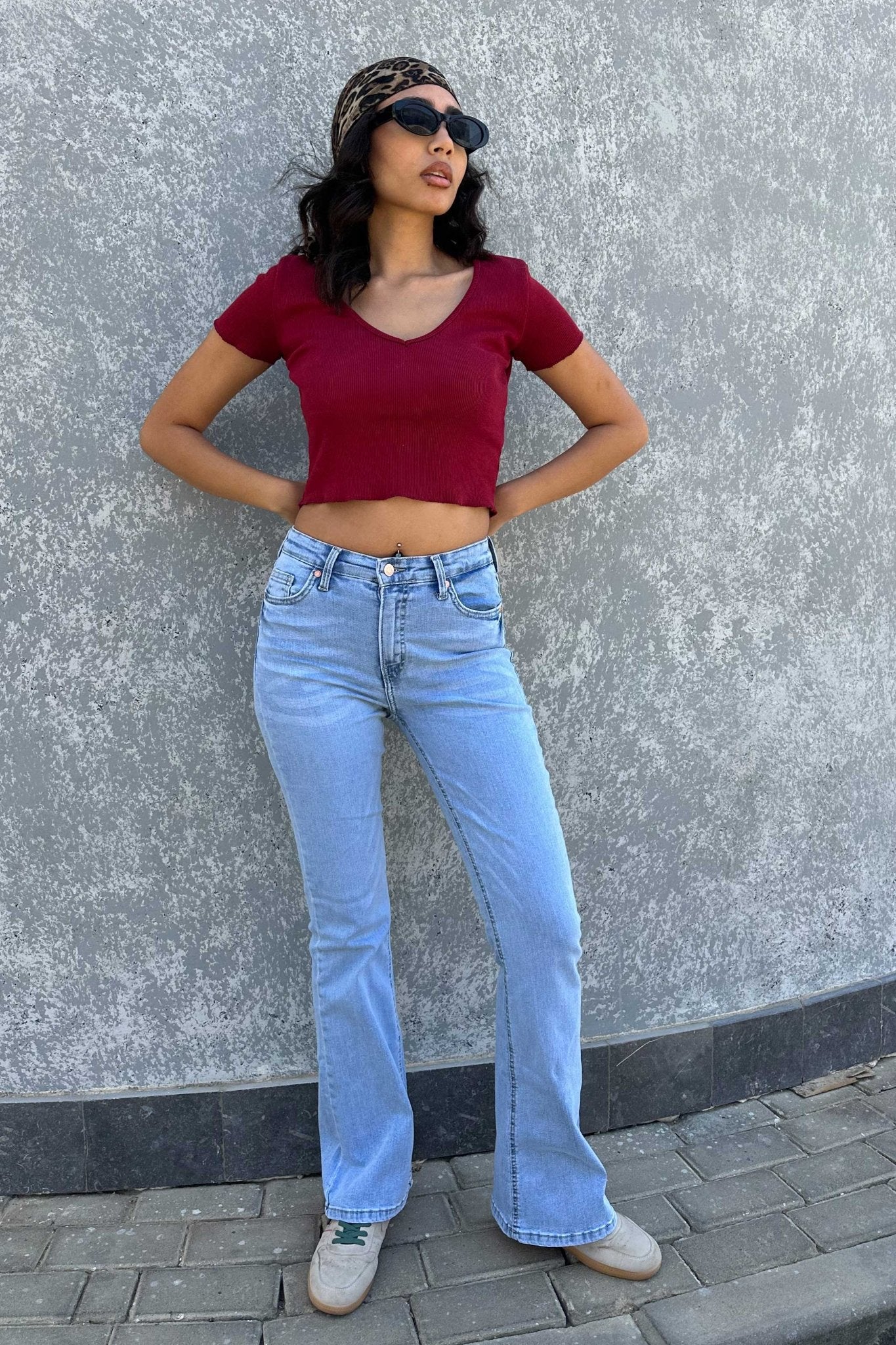 Ultra Elastic | Flare - High-Waist Ice Blue Jeans Flare CIZARO - Cizaro Jeans
