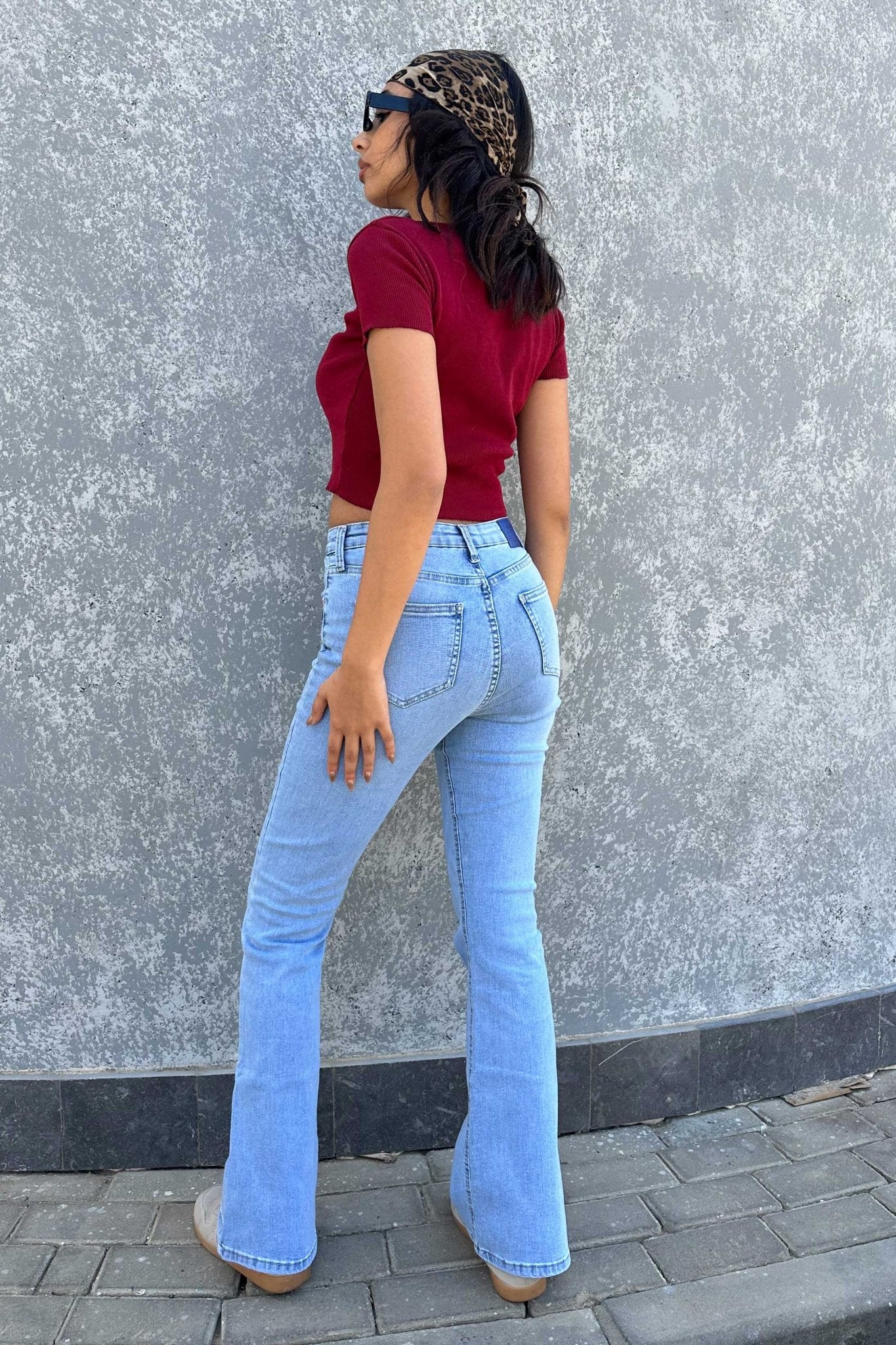 Ultra Elastic | Flare - High-Waist Ice Blue Jeans Flare CIZARO - Cizaro Jeans
