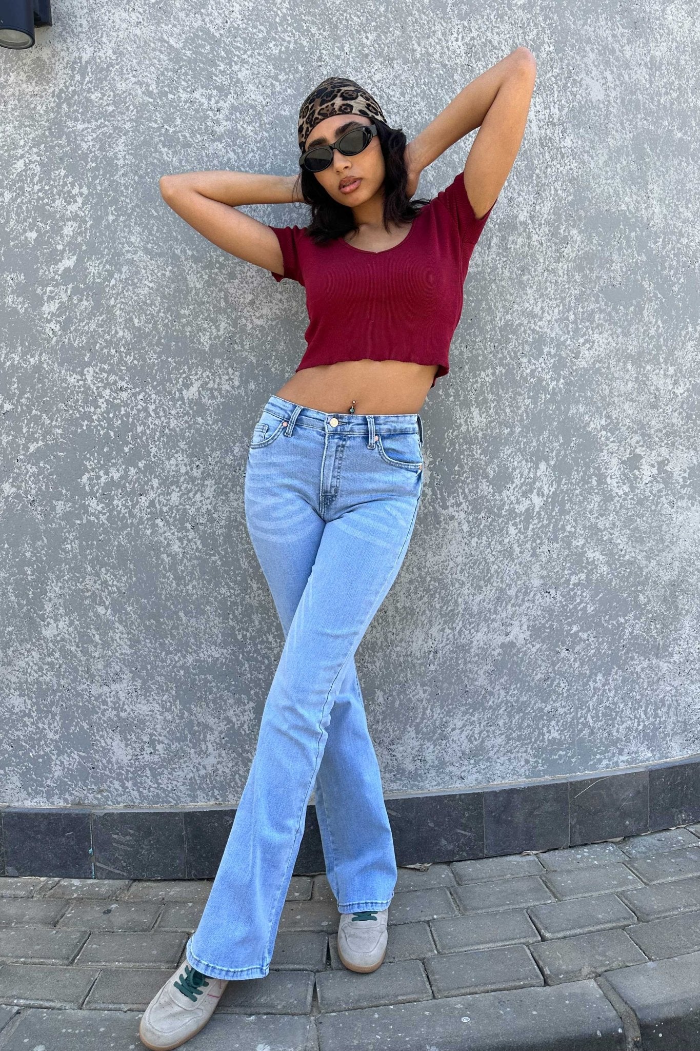 Ultra Elastic | Flare - High-Waist Ice Blue Jeans Flare CIZARO - Cizaro Jeans