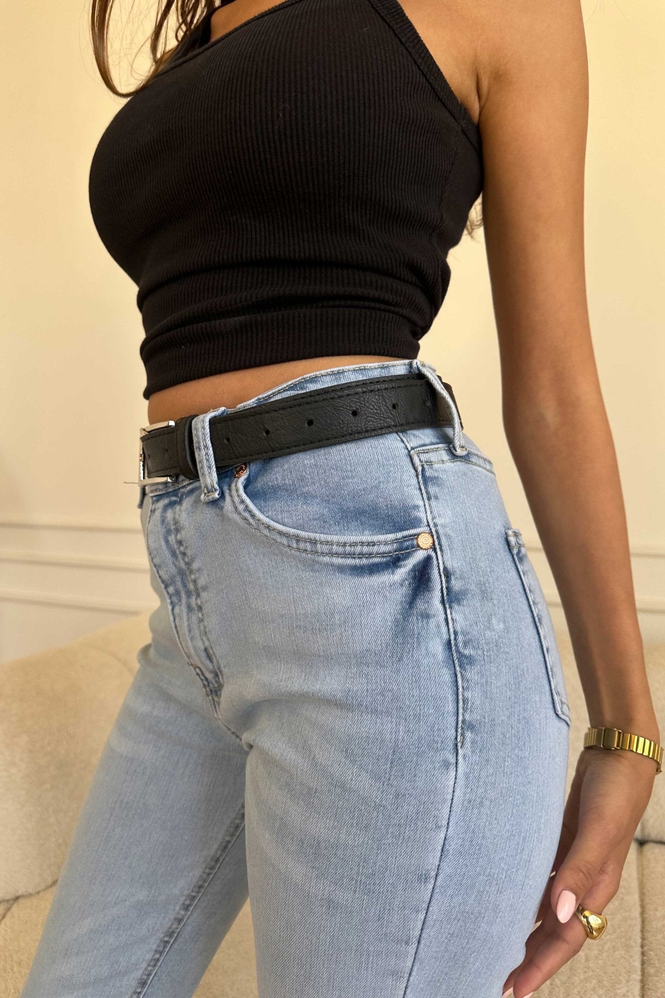 Ultra Elastic | Flare - High-Waist Ice Blue Jeans Flare CIZARO - Cizaro Jeans